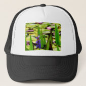Dragonfly lotus en paarse bloem trucker pet (Voorkant)