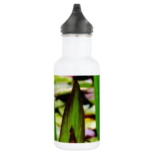 Dragonfly lotus en paarse bloem waterfles  (Rechts)