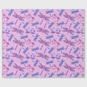 Dragonfly Lotus Flower Roze Cadeaupapier (Vlak)