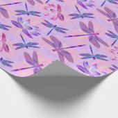 Dragonfly Lotus Flower Roze Cadeaupapier (Hoek)