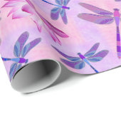 Dragonfly Lotus Flower Roze Cadeaupapier (Rol Hoek)