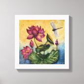 Dragonfly Lotus Waterverf Afdrukken Verpakt Canvas (Voorkant)