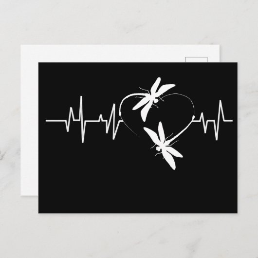 Dragonfly Lover Gift| Funny Dragonfly Heartbeat Briefkaart (Voorkant / Achterkant)