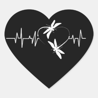 Dragonfly Lover Gift| Funny Dragonfly Heartbeat Hart Sticker