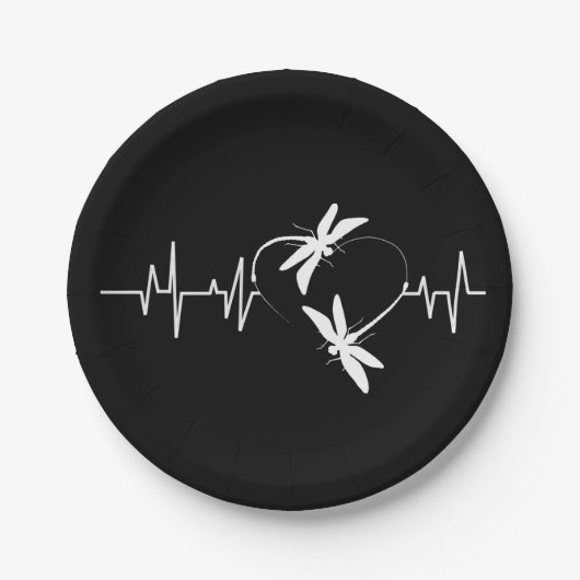 Dragonfly Lover Gift| Funny Dragonfly Heartbeat Papieren Bordje (Voorkant)