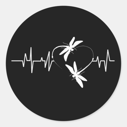 Dragonfly Lover Gift| Funny Dragonfly Heartbeat Ronde Sticker (Voorkant)
