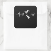 Dragonfly Lover Gift| Funny Dragonfly Heartbeat Vierkante Sticker (Tas)