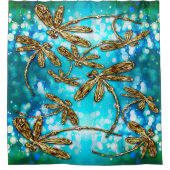 Dragonfly-luchtbellen Douchegordijn (Voorkant)