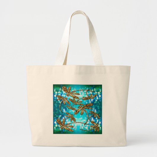 Dragonfly-luchtbellen Grote Tote Bag (Voorkant)