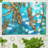 Dragonfly-luchtbellen Theedoek (Gevouwen)