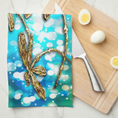 Dragonfly-luchtbellen Theedoek (Quarter Fold)