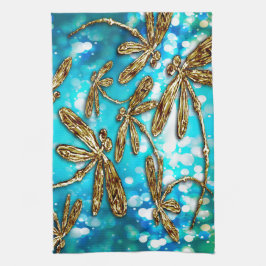 Dragonfly-luchtbellen Theedoek