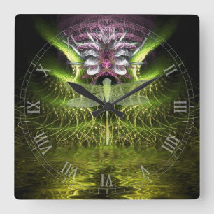 Dragonfly Magic Fractal Art Wall klok