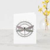 Dragonfly Mandala Folded Note Card Kaart (Gele Bloem)