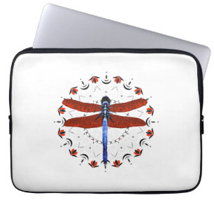 Dragonfly Mandala Rode Tulpen Dragonfly Patroon Laptop Sleeve
