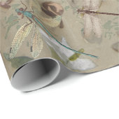 Dragonfly Marsh Cattail Lelie Frans Wetland Cadeaupapier (Rol Hoek)