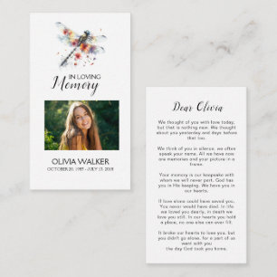 Dragonfly Memorial Gedicht Funeral Prayer Kaart