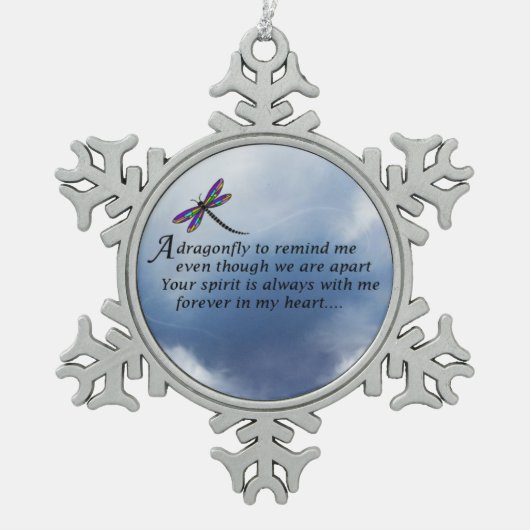 Dragonfly Memorial Poem Tin Sneeuwvlok Ornament (Voorkant)