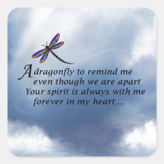 Dragonfly Memorial Poem Vierkante Sticker (Voorkant)