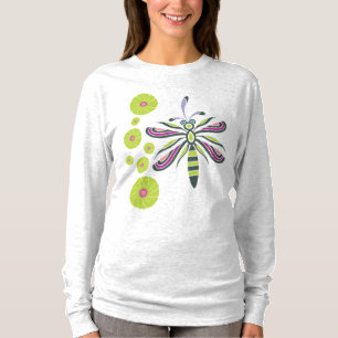 Dragonfly met bloemen t-shirt