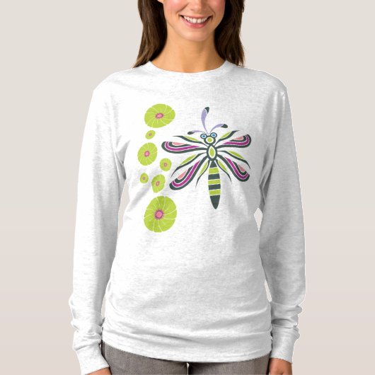 Dragonfly met bloemen t-shirt (Voorkant)