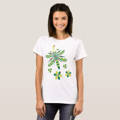 Dragonfly met bloemen V2 T-shirt (Voorkant volledig)