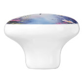 Dragonfly met Flowers Paarse Waterverf Keramische Knop (Zijkant)