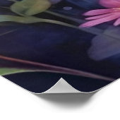 Dragonfly met Flowers Paarse Waterverf Poster (Hoek)