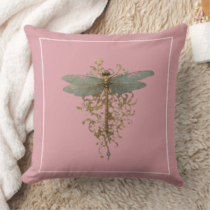 Dragonfly met gouden filigraan witte rand kussen