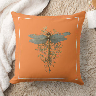 Dragonfly met gouden filigraan witte rand kussen
