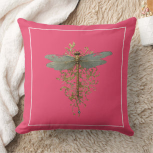 Dragonfly met gouden filigraan witte rand kussen