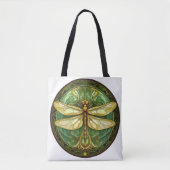 Dragonfly met Groene Bloemen Lijst Canvas tas (Voorkant)