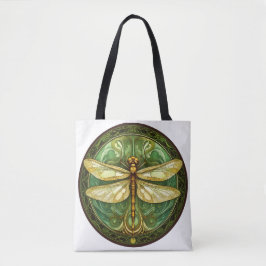  Dragonfly met Groene Bloemen Lijst Canvas tas