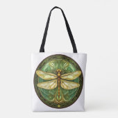  Dragonfly met Groene Bloemen Lijst Canvas tas (Achterkant)