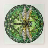 Dragonfly met Groene Bloemen Lijst Legpuzzel (Horizontaal)