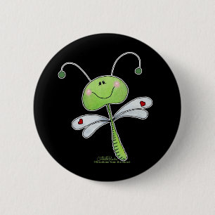 Dragonfly met harten ronde button 5,7 cm