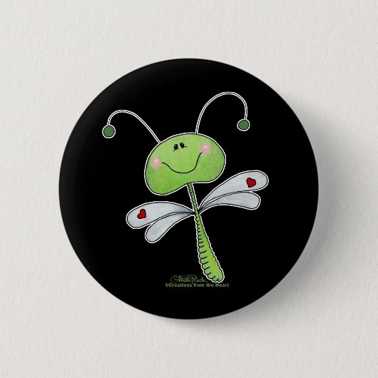 Dragonfly met harten ronde button 5,7 cm (Voorkant)