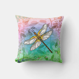 Dragonfly met Leafy Background Buitenkussen