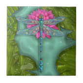 dragonfly met lotusbloemtegels tegeltje (Voorkant)
