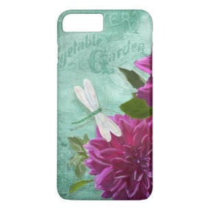  dragonfly met Paarse Dahlia gekleurde bloemen Case-Mate iPhone Case