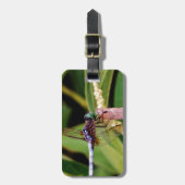 Dragonfly met witte bloemen bagagelabel (Voorkant verticaal)