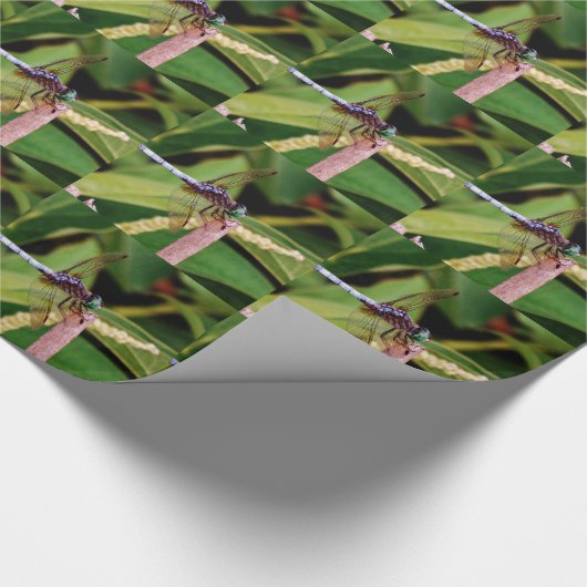 Dragonfly met witte bloemen cadeaupapier (Hoek)