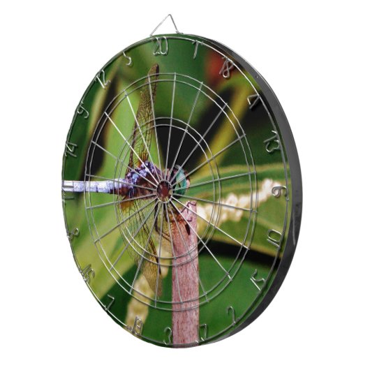 Dragonfly met witte bloemen dartbord (Voorkant Rechts)