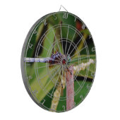 Dragonfly met witte bloemen dartbord (Voorkant Links)