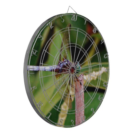 Dragonfly met witte bloemen dartbord (Voorkant Links)