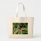 Dragonfly met witte bloemen grote tote bag (Voorkant)