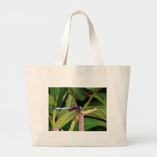 Dragonfly met witte bloemen grote tote bag (Voorkant)