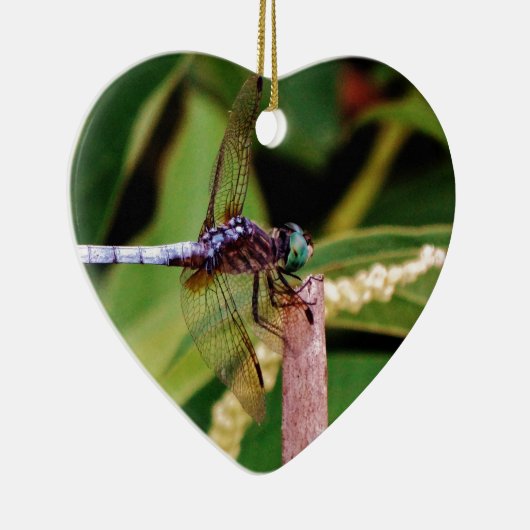 Dragonfly met witte bloemen keramisch ornament (Rechts)