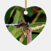 Dragonfly met witte bloemen keramisch ornament (Voorkant)