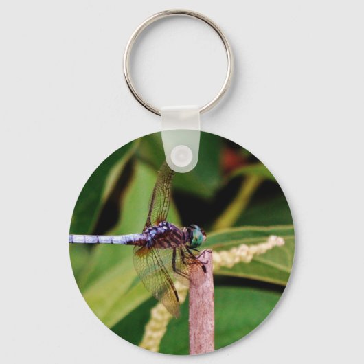 Dragonfly met witte bloemen sleutelhanger (Voorkant)